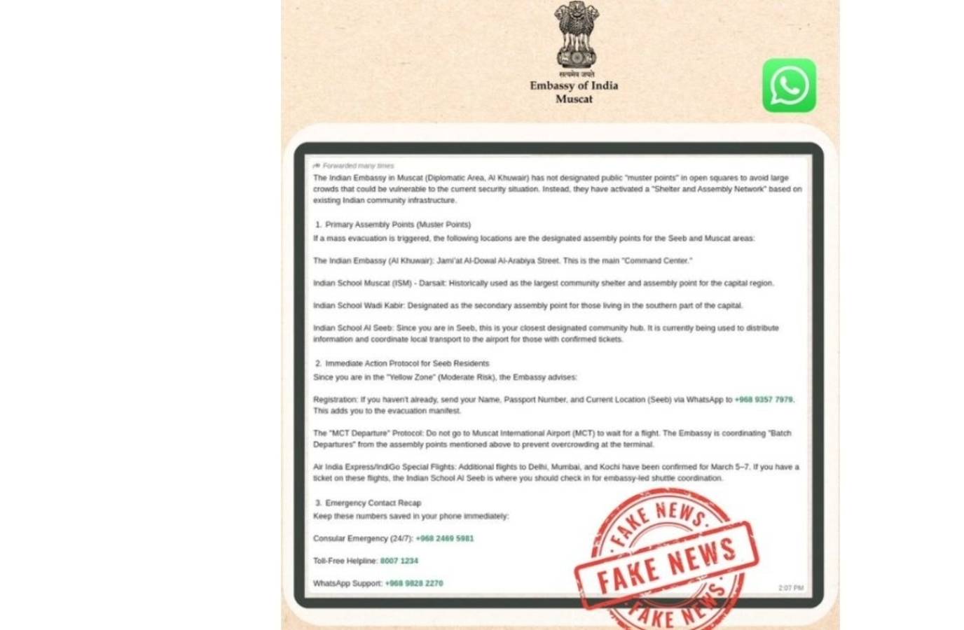 India Debunks False Evacuation Advisory in Oman Amid Regional Tensions