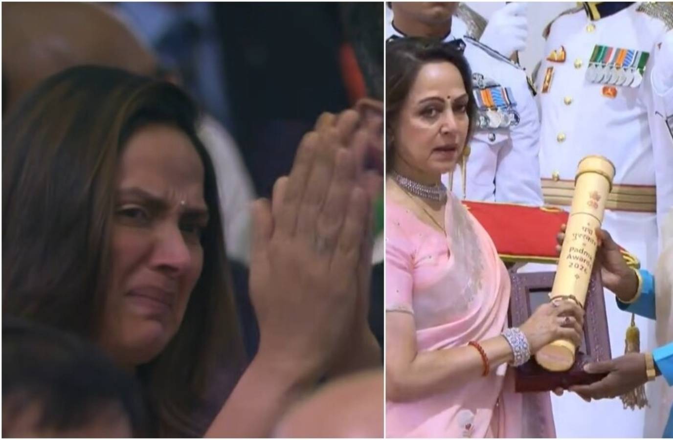Hema Malini Breaks Down as She Accepts Dharmendra's Posthumous Padma Vibhushan